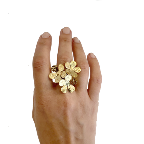 Anillo triple flor con volumen