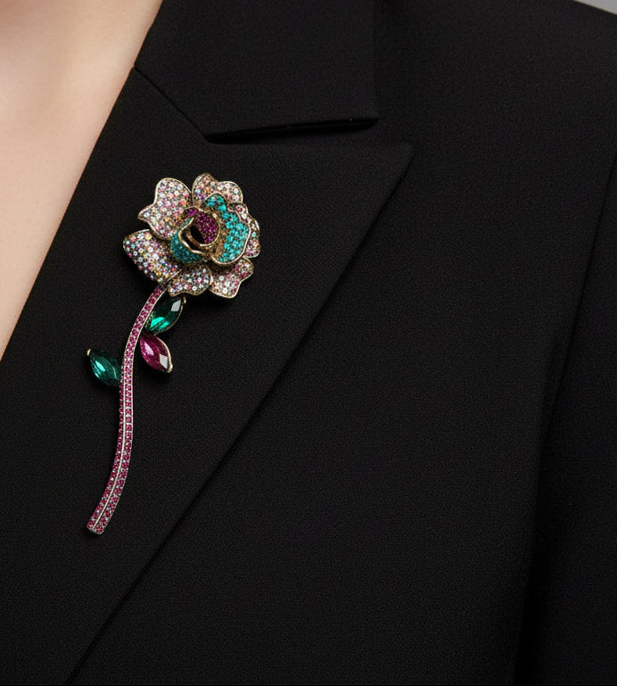 Broche rosa multicolor