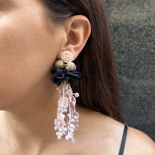 Aros encaje rosa