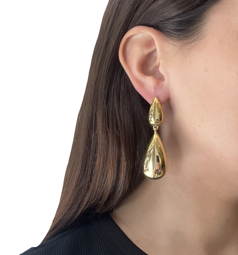 Aros doble gota dorados
