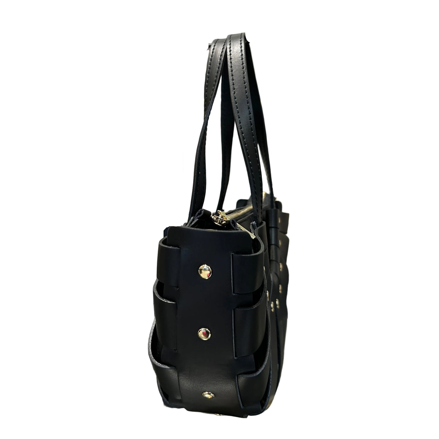 Bolso canasta cuero negro