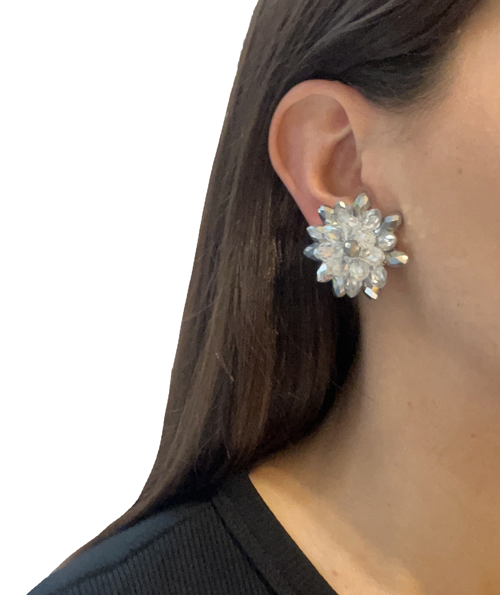 Aros flores de cristal cortos
