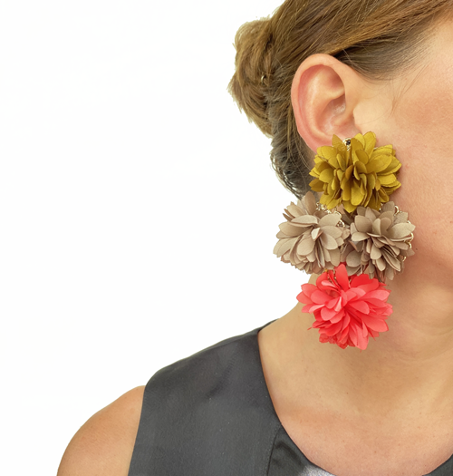 fabric flowrer earrings