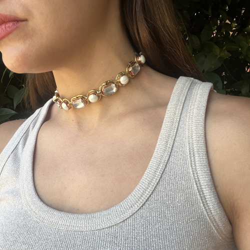 Choker cristales y perlas