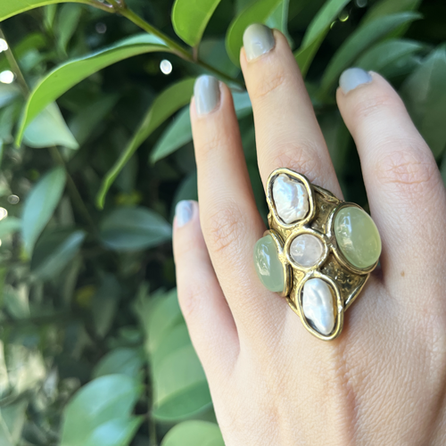Anillo perla y piedra