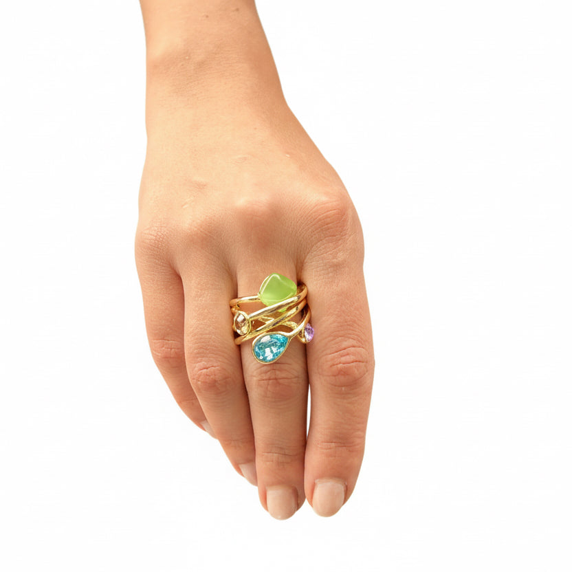 Anillo cristales entrelazados
