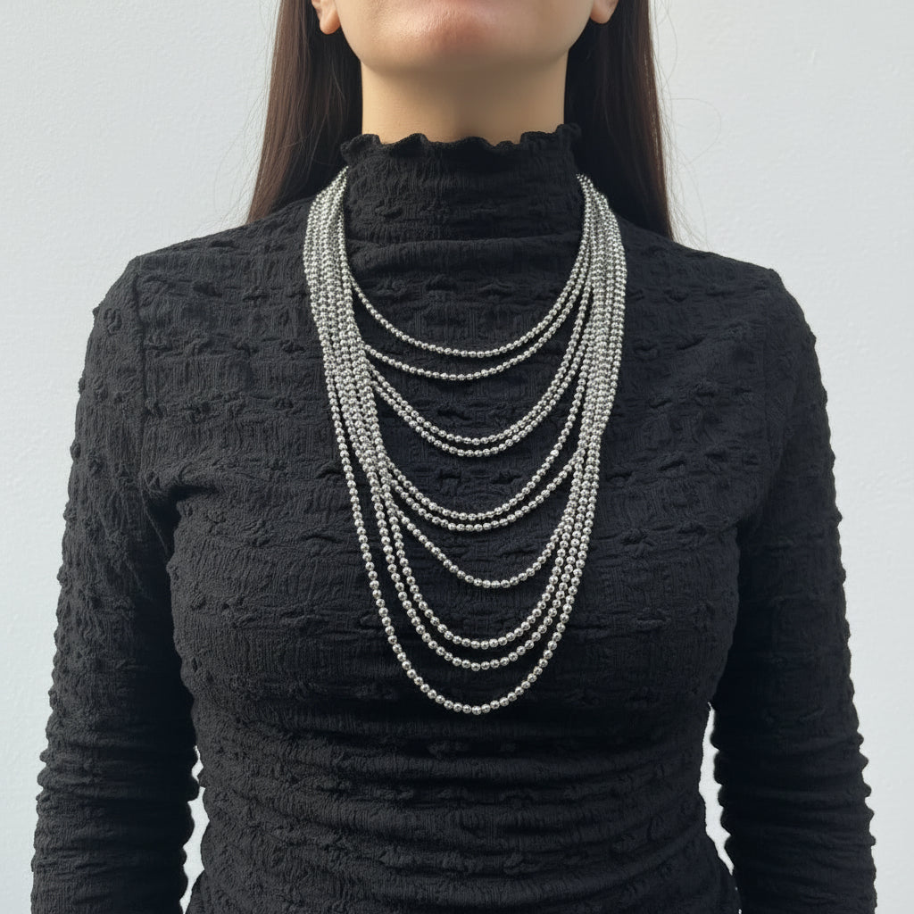 Collar plateado mil vueltas