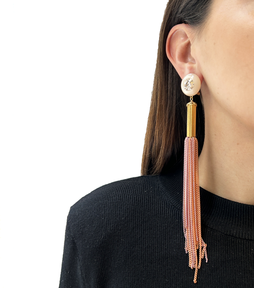 Aros cadena rosa con dorado