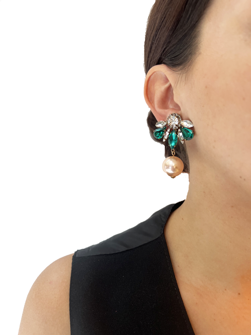 Aros de cristal con perla