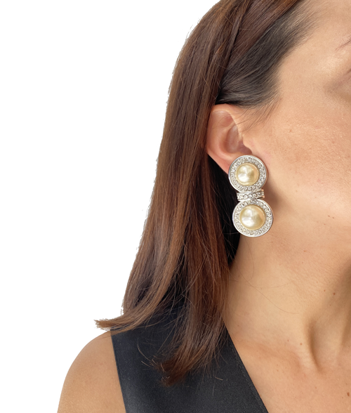 Pearl rhinstone earrings