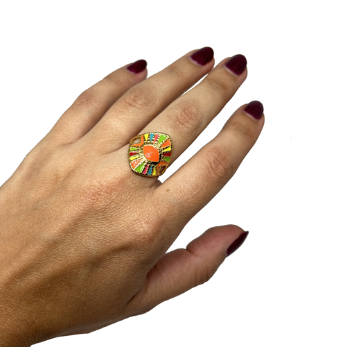 Anillo de acero con esmalte