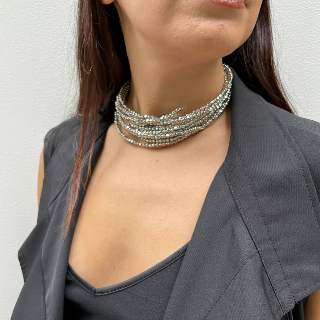 Choker plateado mate