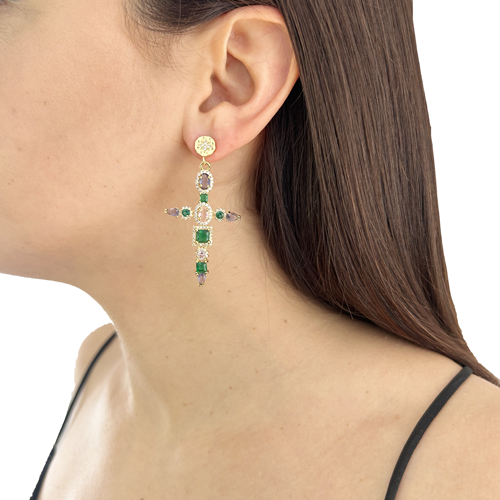 zirconia cross earrings