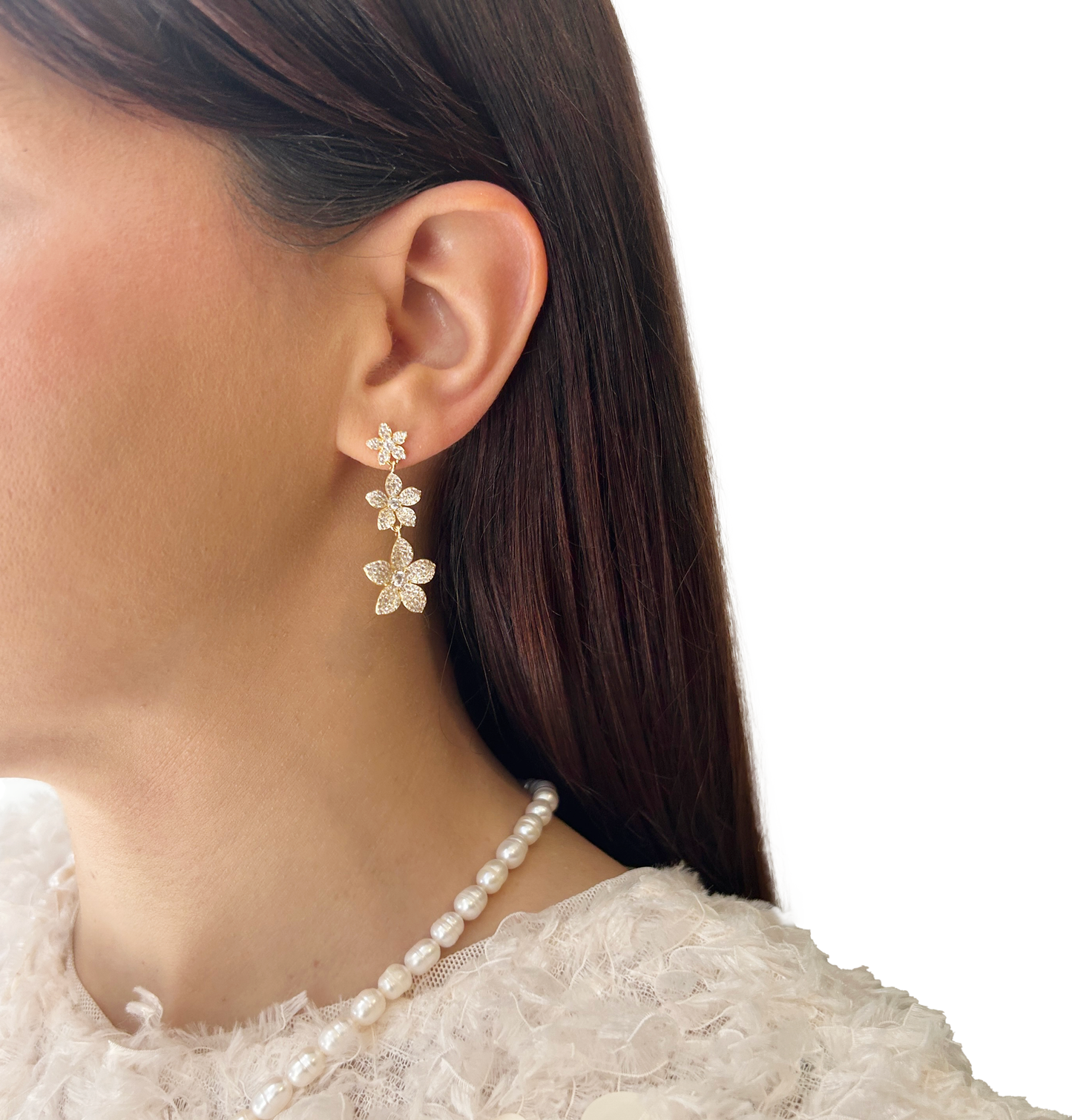 Aros triple flor zirconia