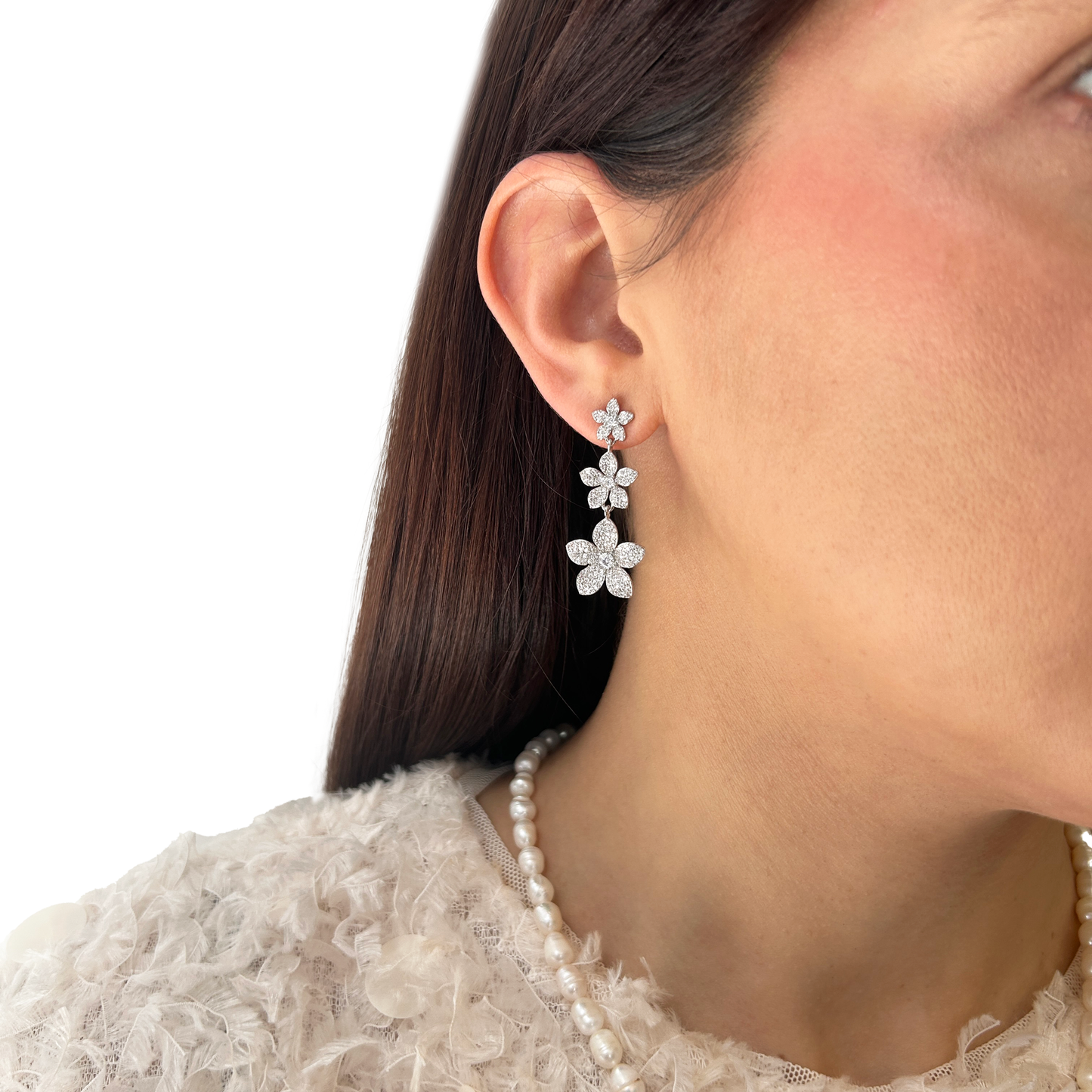 Aros triple flor zirconia