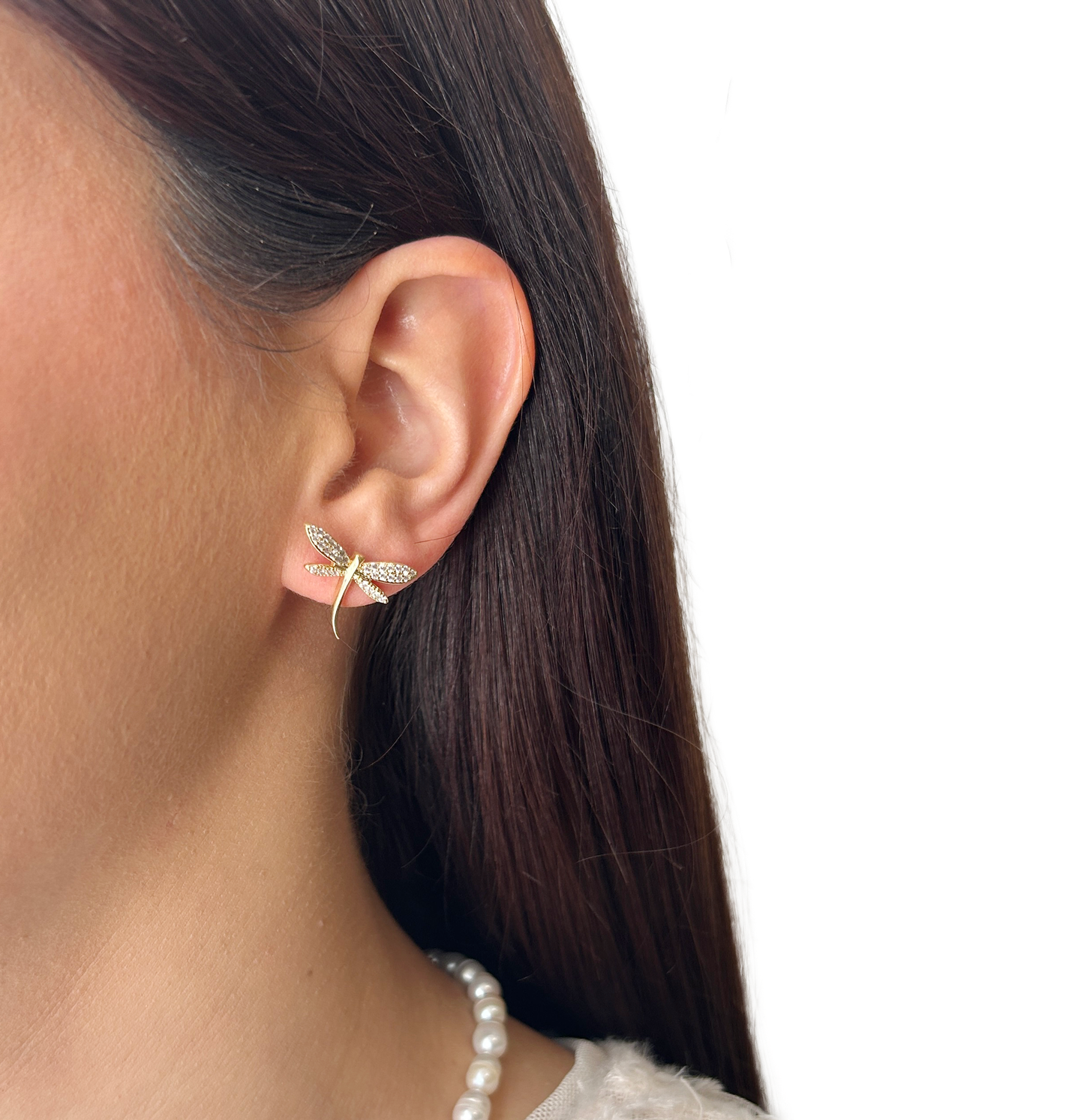 aros de libelulas pequeñas de acero y zirconia