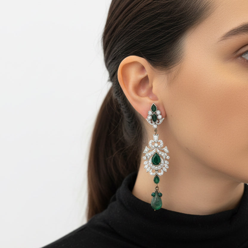 Aros largos agata verde