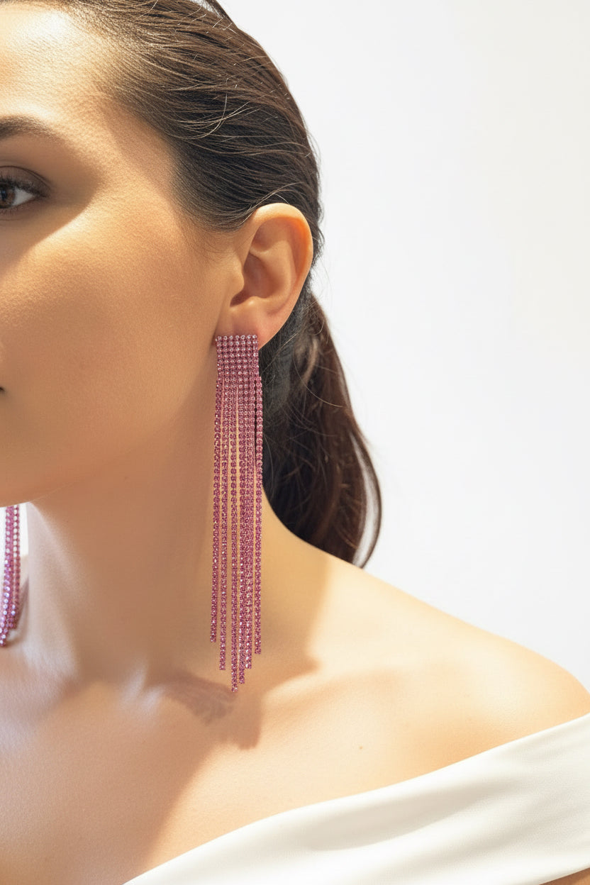 Aros strass rosa
