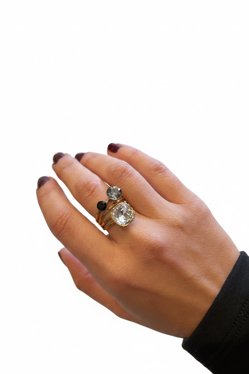 Anillo humo plateado y negro