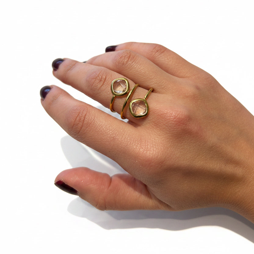 Anillo doble piedra