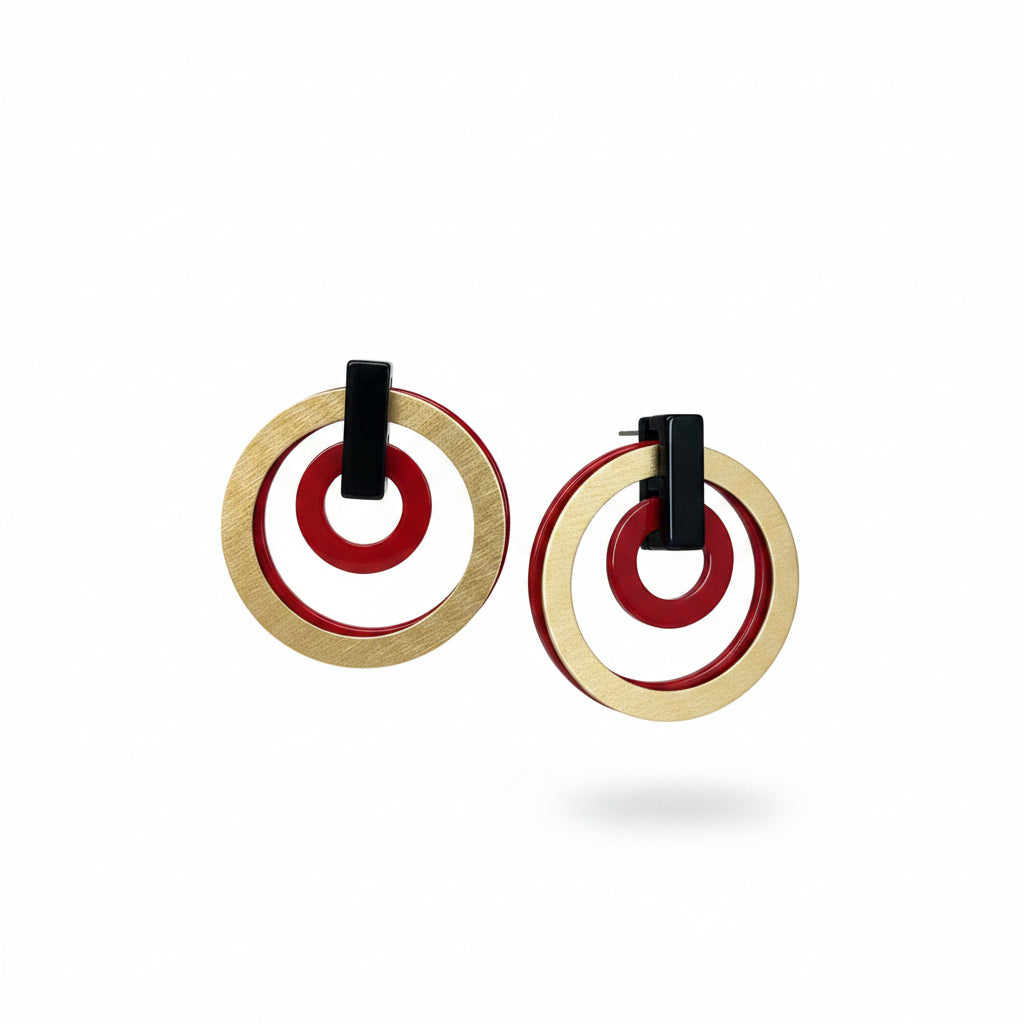 Argollas rojas con dorado