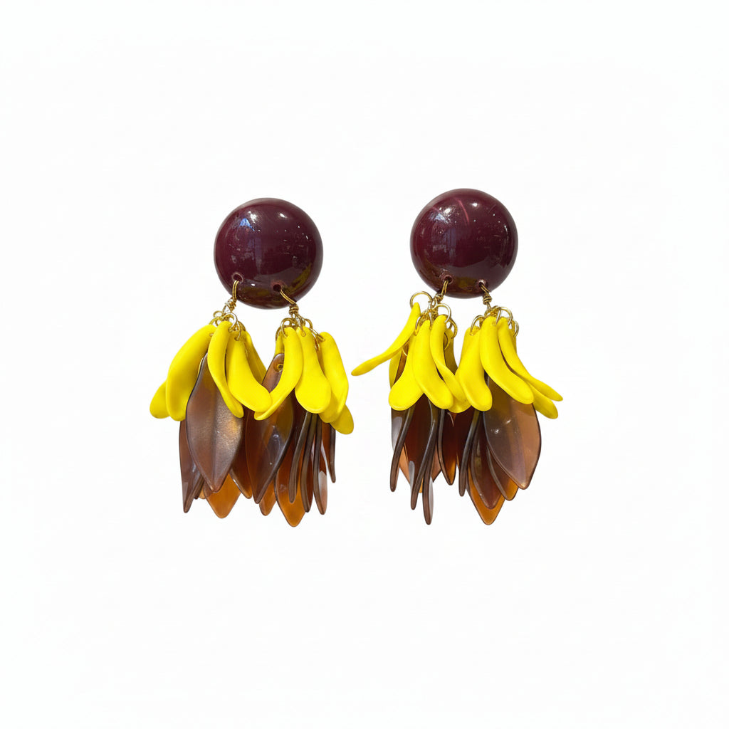 Aros bordo amarillo y rose