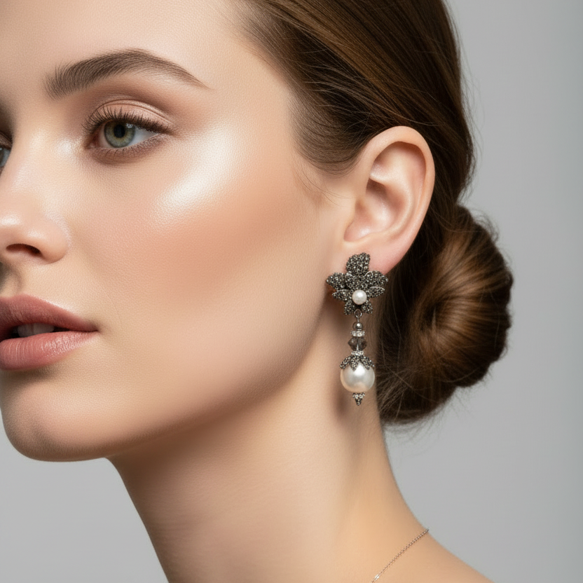 Aros gris y perla