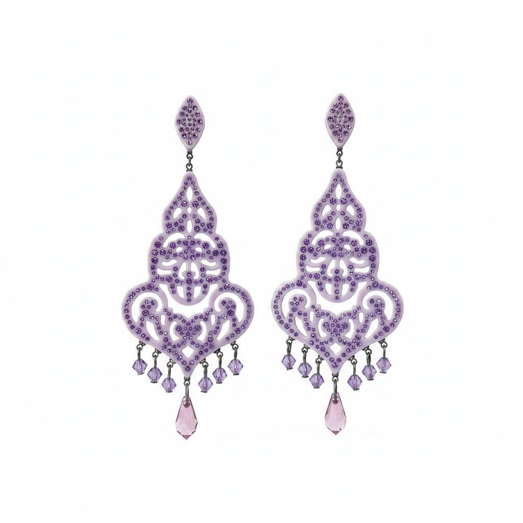 Aros lila resina y strass