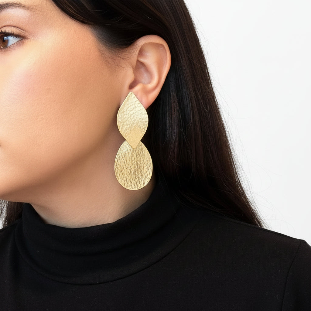 Aros doble gota dorado