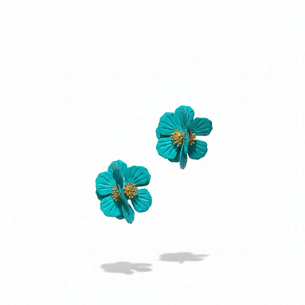 Aros flor turquesa