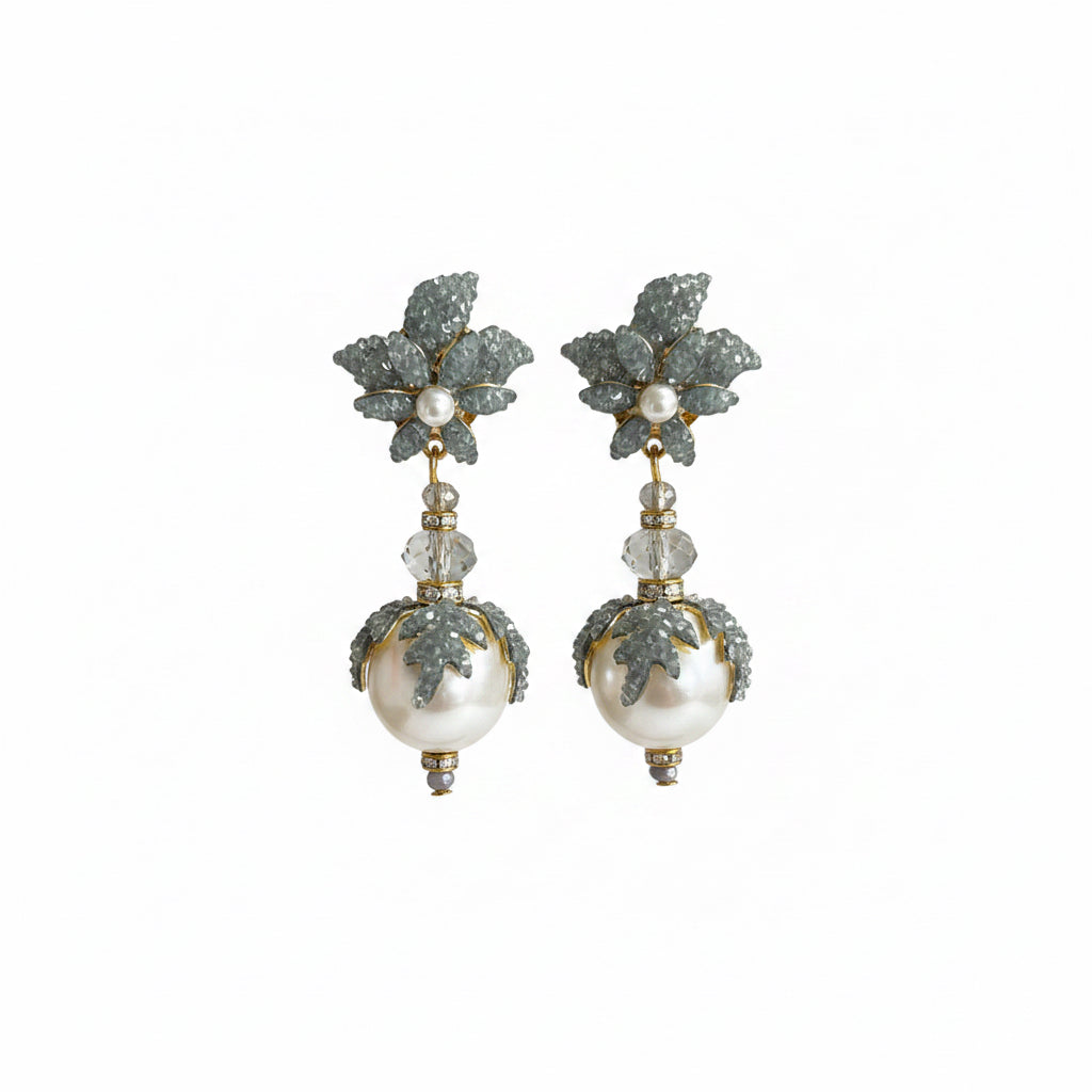 Aros grises y perla