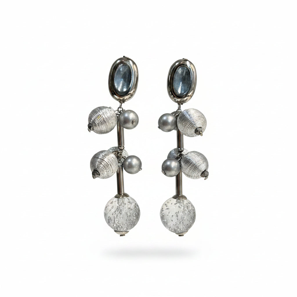 Aros largos plateados