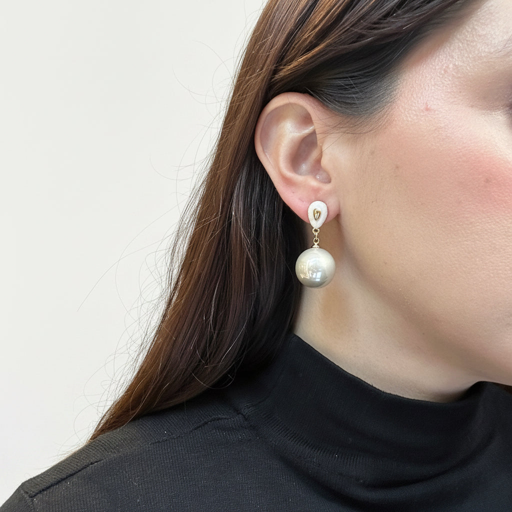 Aros perla colgante