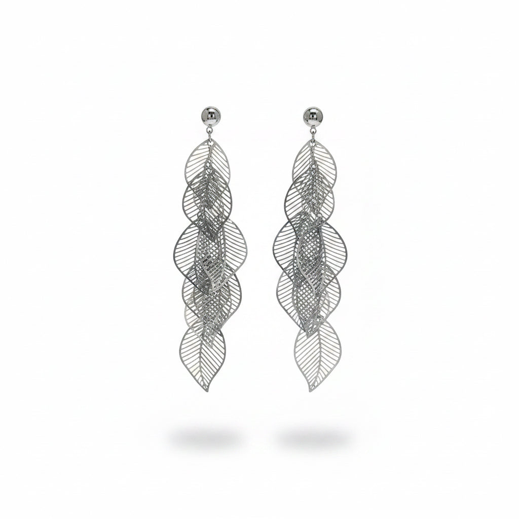 aros plateados de hojas