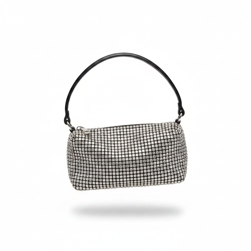 Bolso strass negro y plateado