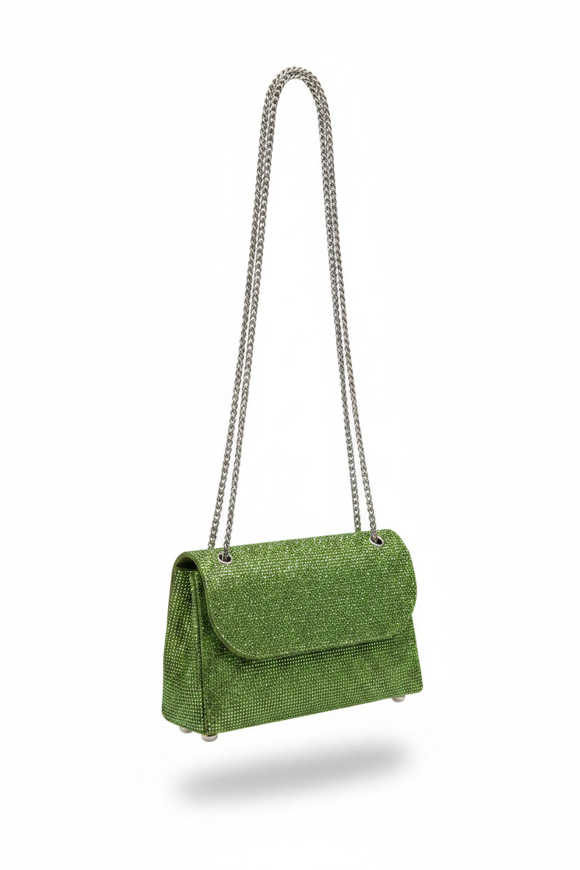 Bolso verde de strass