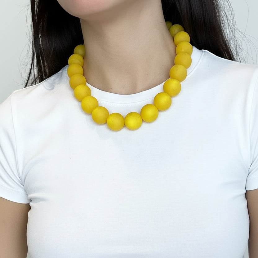 Collar esferas amarillo