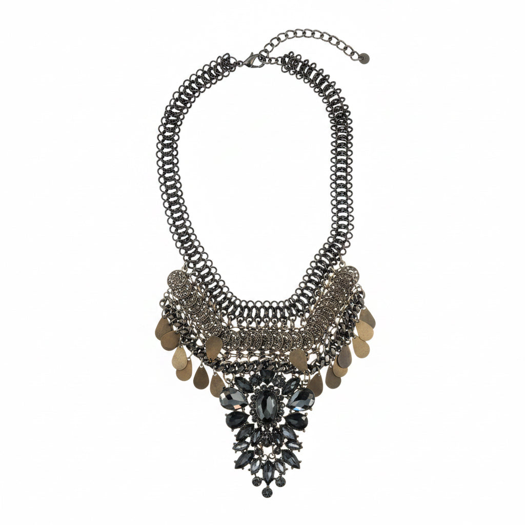 Collar corto dorado y peltre