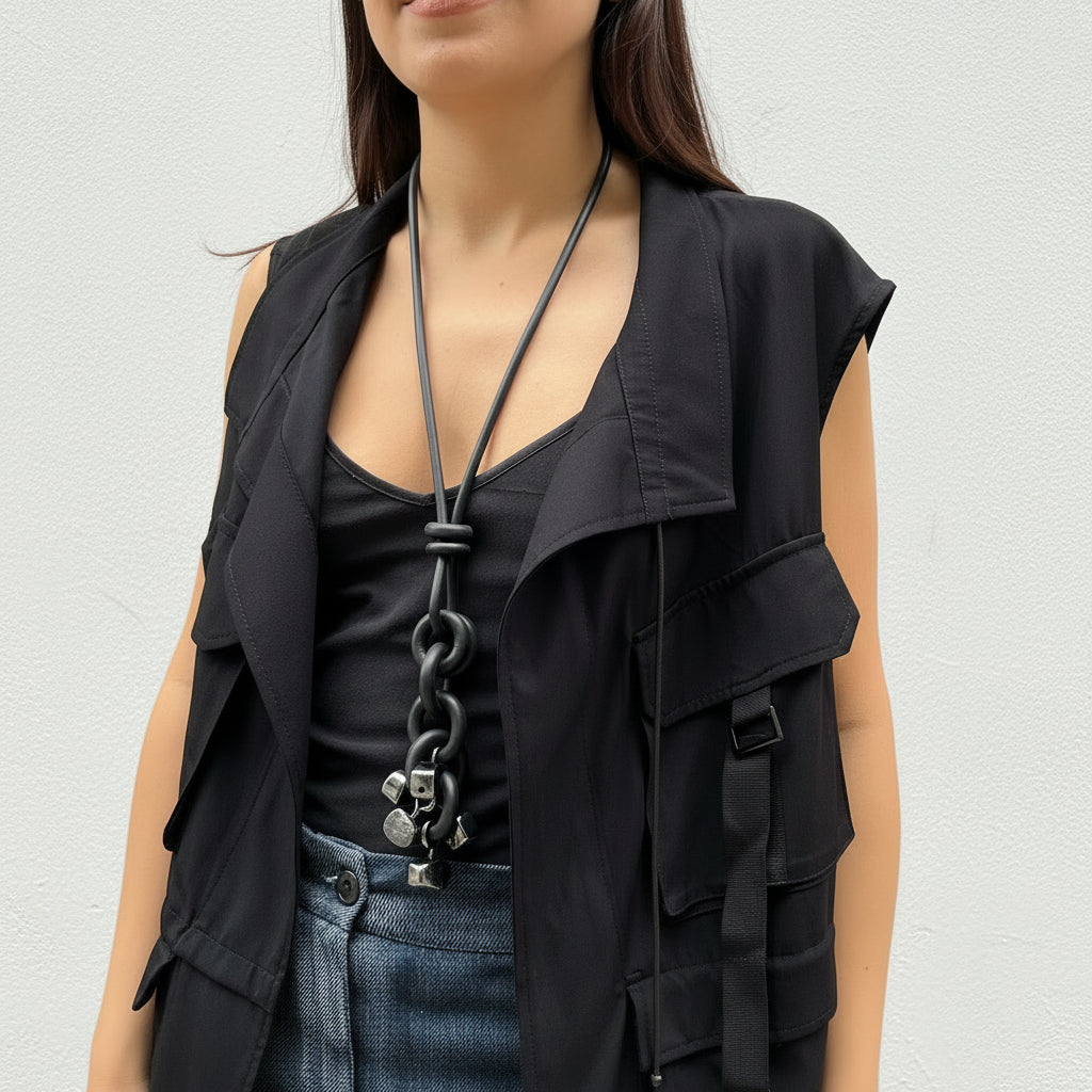 collar largo negro