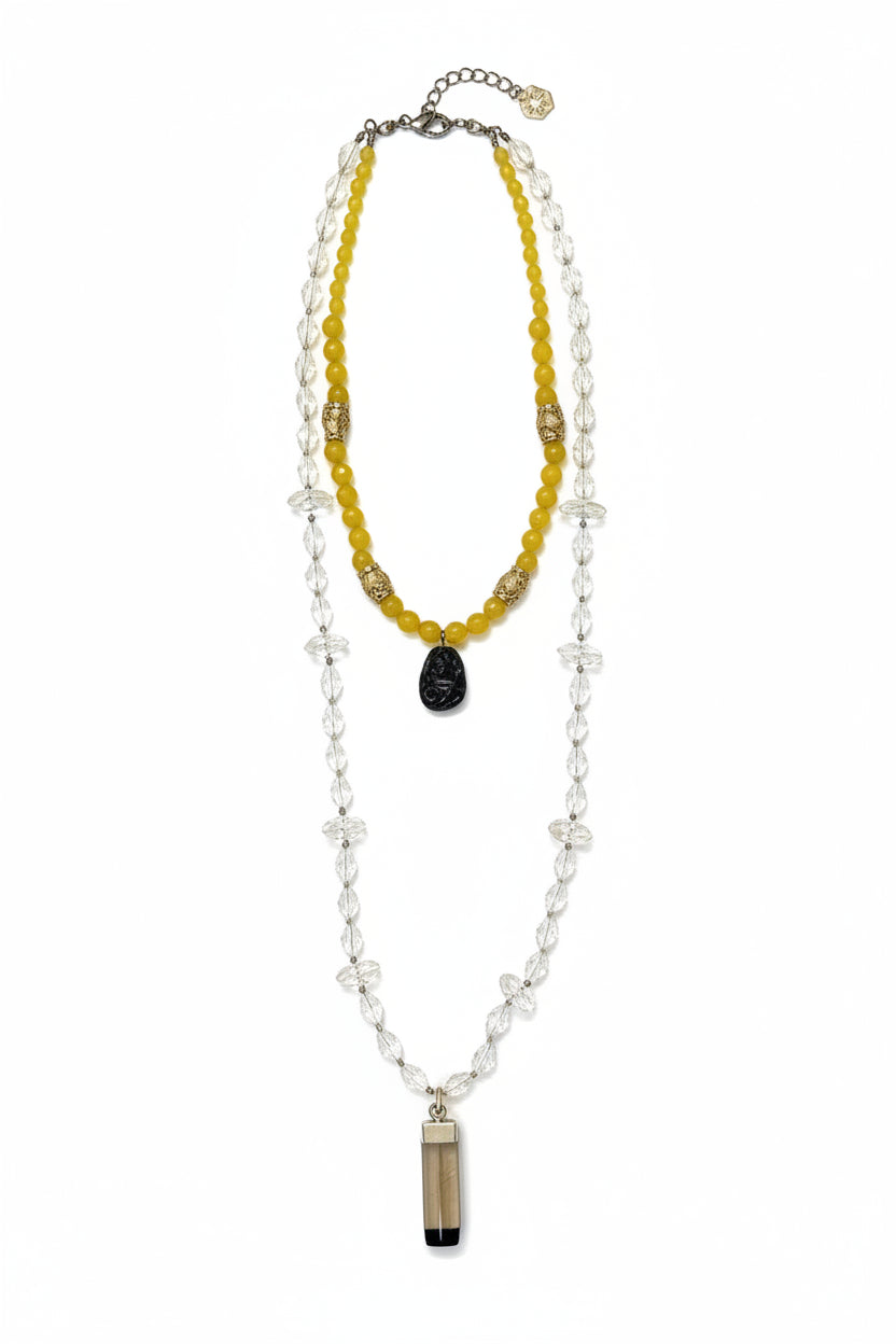 Collar amarillo y champagne