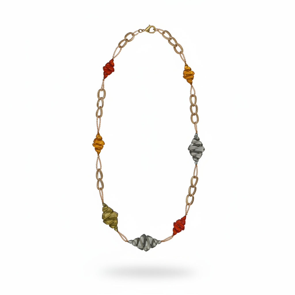 Collar largo cadena y resina