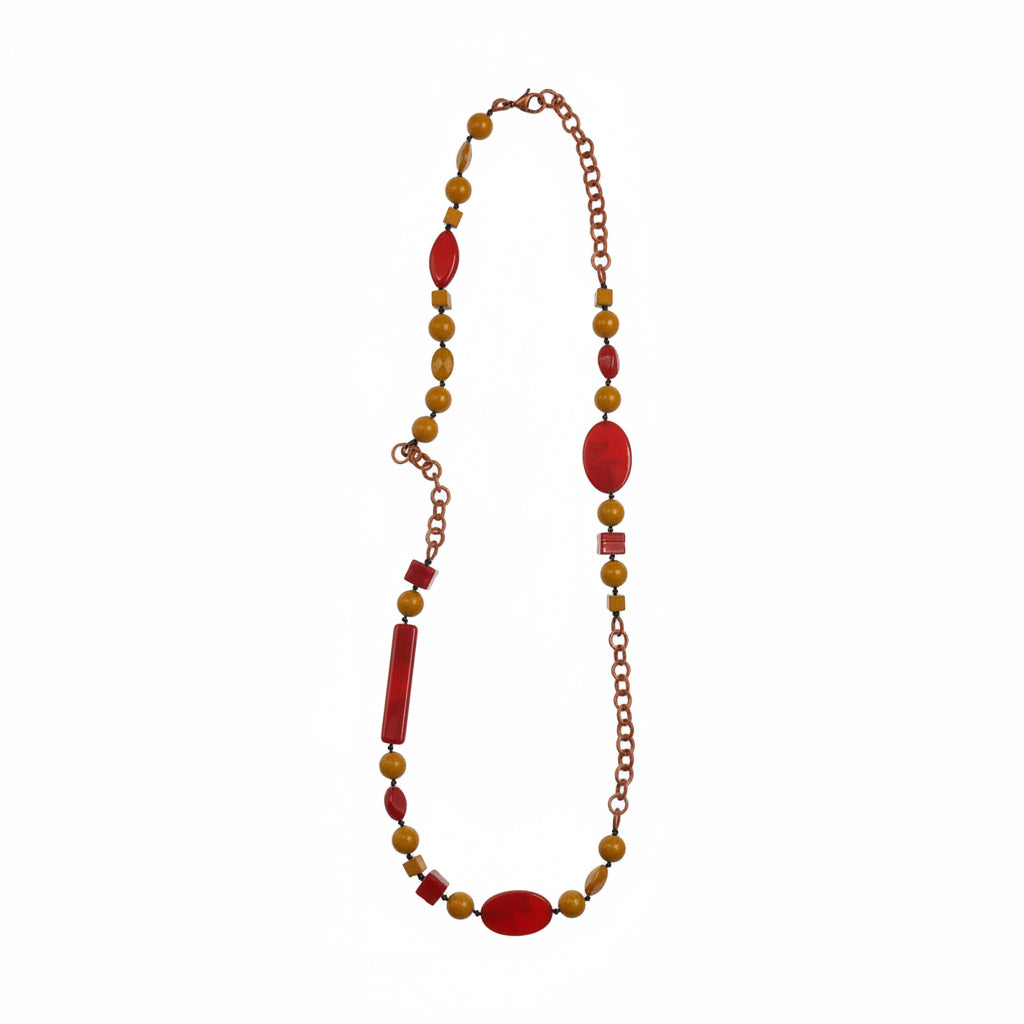 Collar largo de resina ladrillo