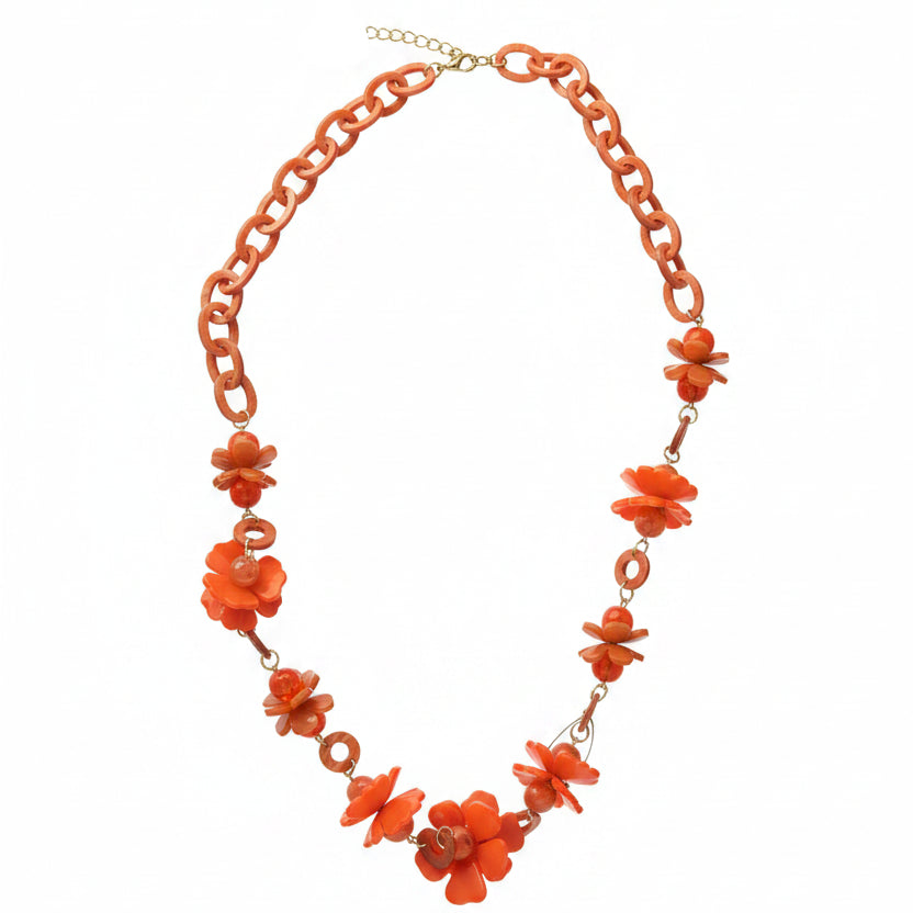 Collar flores naranja