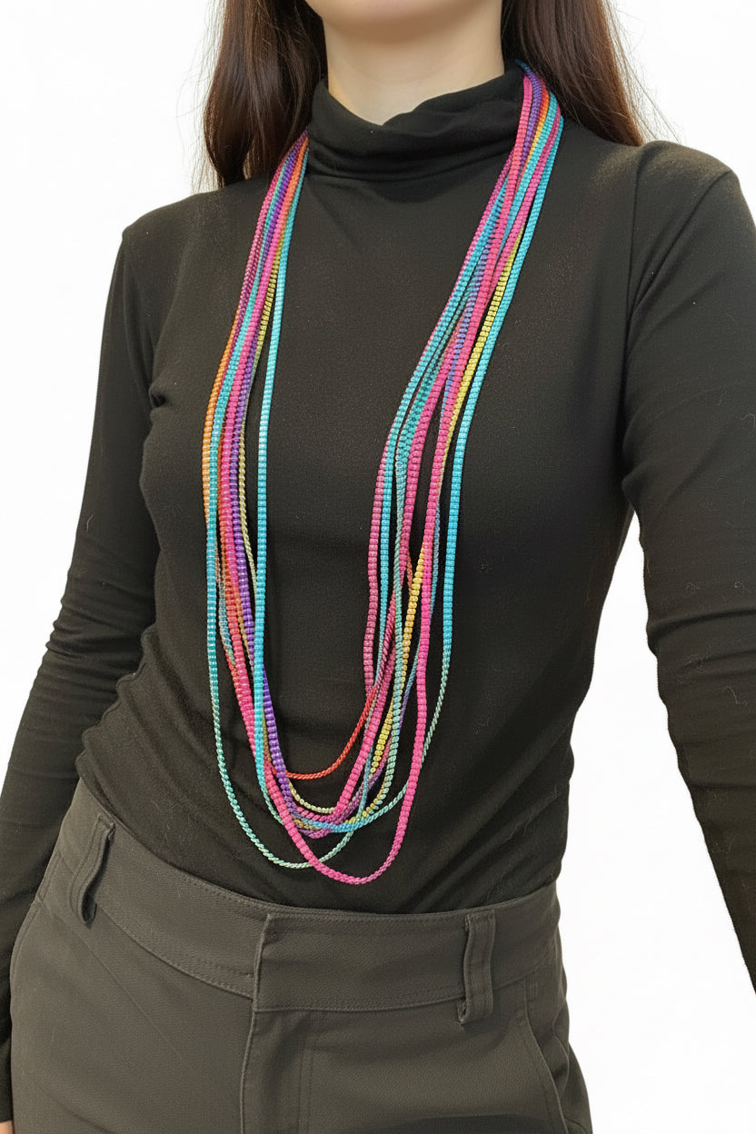 Collar seda plisado multicolor
