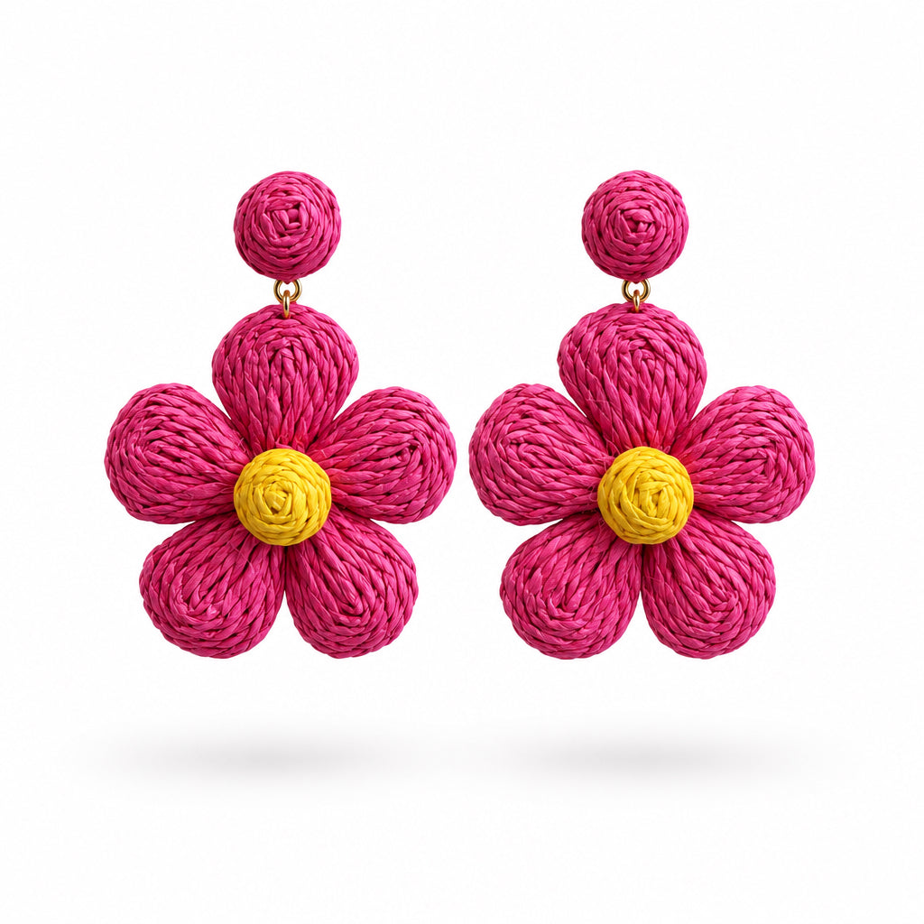 Aros flor de rafia
