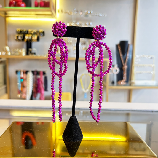 aros de  cristal fucsia