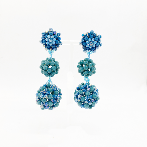 blue spheres crystal earrings