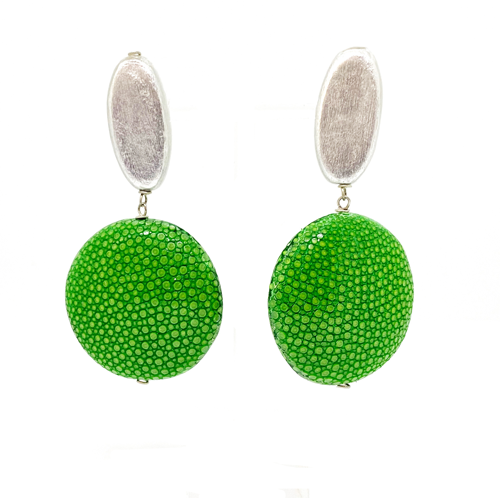 green and silver earrings