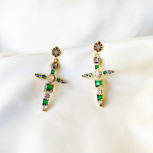 cross ziconia earrings