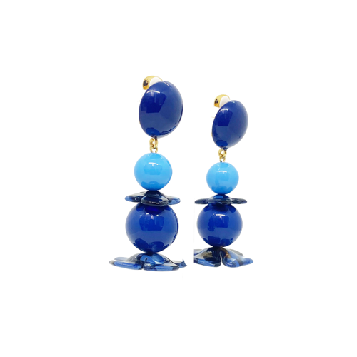 blue long earrings with resin